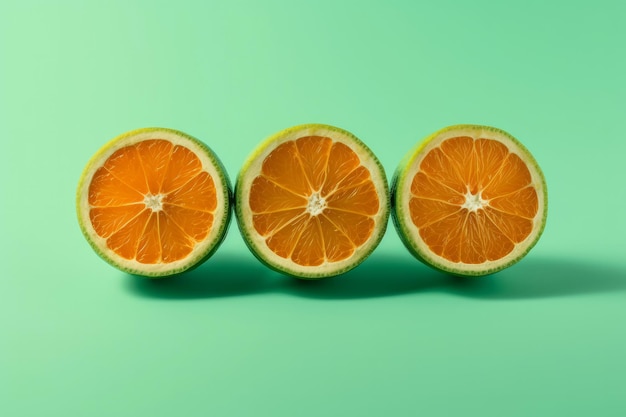 Slices of orange on white background