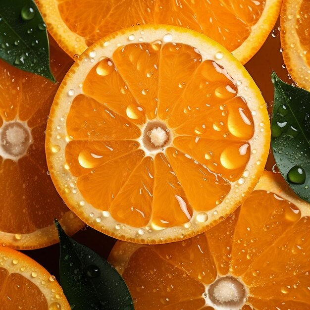 Slices of orange with water drops Generative AI