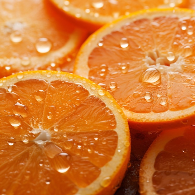 Slices of orange with water drops Generative AI