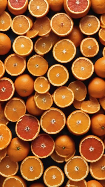 Slices of oranges as a background top view