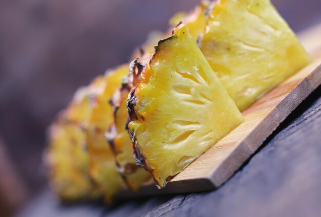 Slices pineapple cut knife