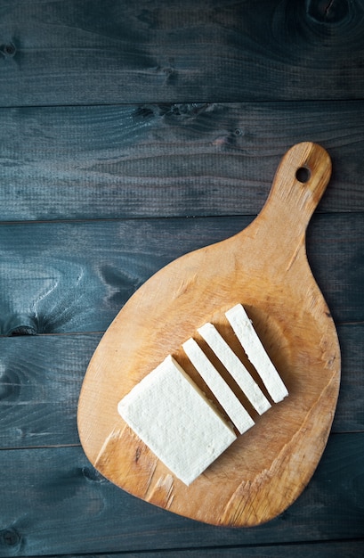 Slices of raw tofu