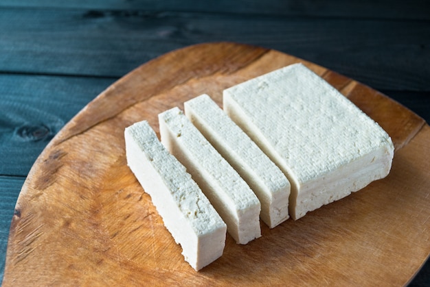 Slices of raw tofu