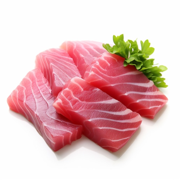 Slices of raw tuna fish meat