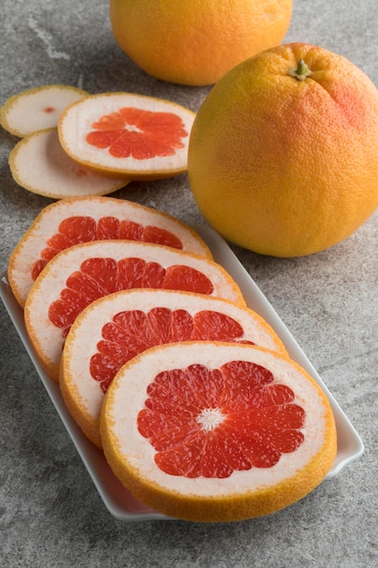 Slices of red grapefruit