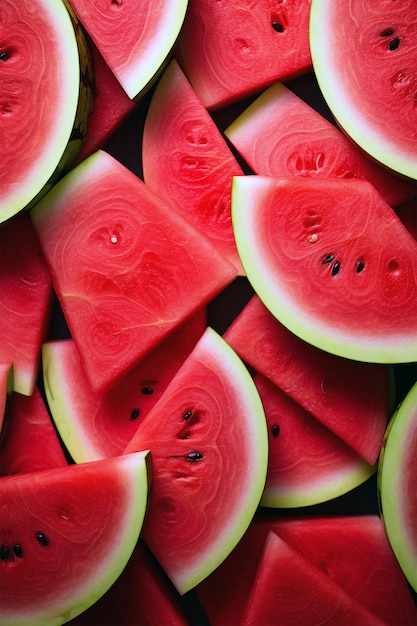 Slices of red watermelon generated by AI