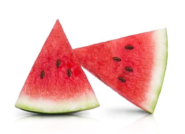 Photo slices of ripe juicy watermelon isolated