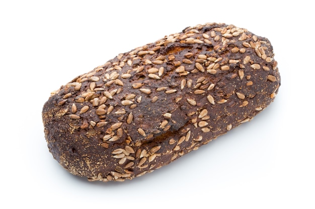 Slices of rye bread isolated on white background.