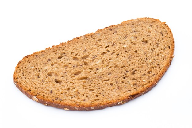 Slices of rye bread isolated on white background