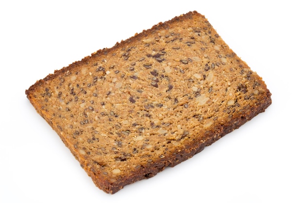 Slices of rye bread isolated on white.