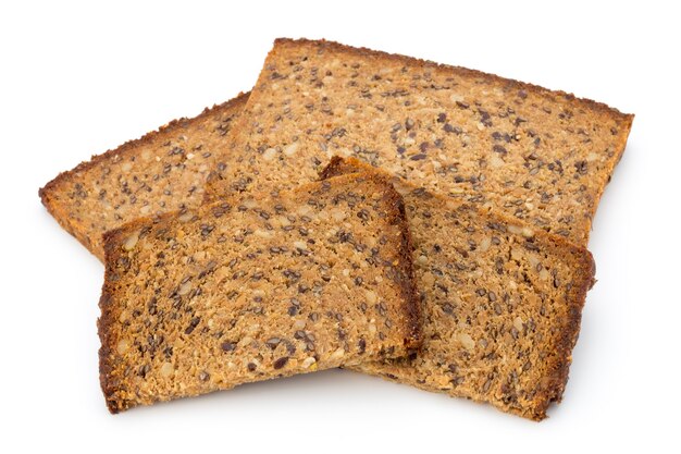 Slices of rye bread isolated