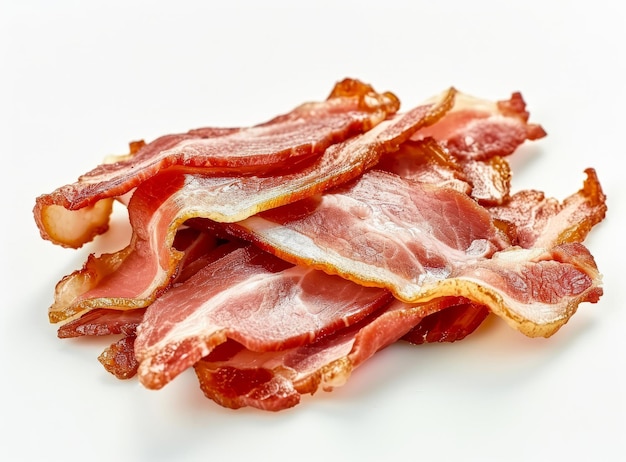 Slices of smoked bacon isolated on white background