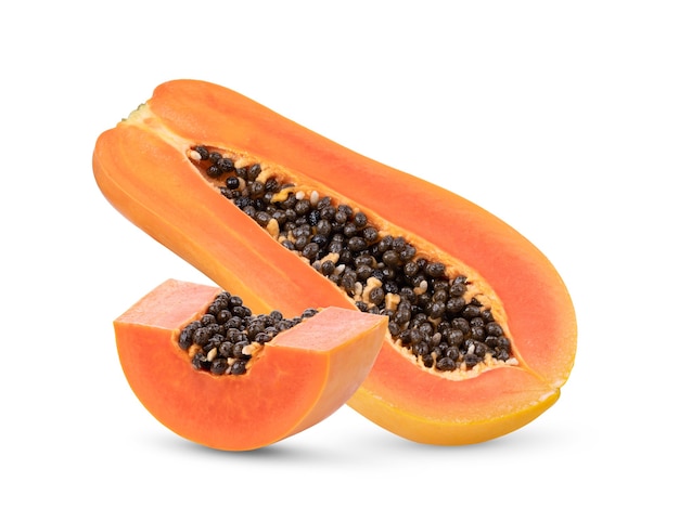 Slices of sweet papaya isolated  