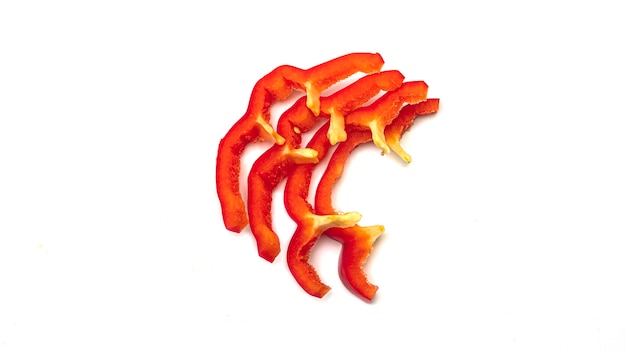 Slices of sweet red bell pepper.