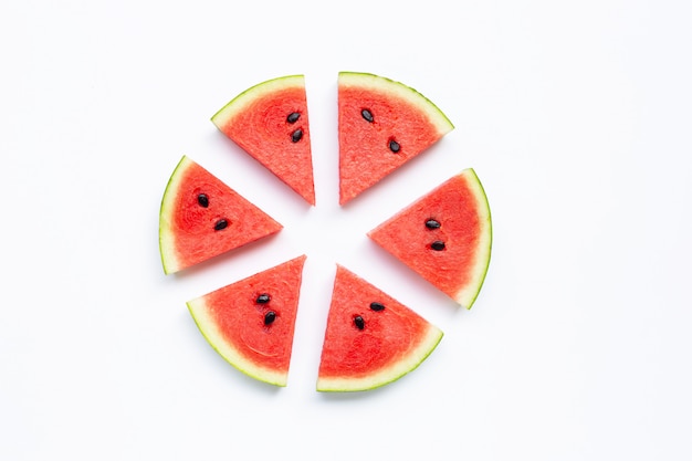 Photo slices of watermelon isolated on white