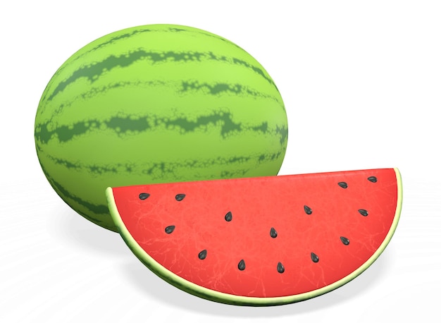 Slices of watermelon on white background 3drendring