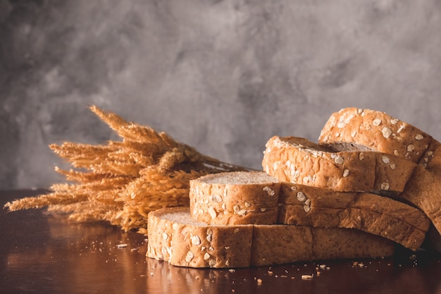 Slices of whole wheat bread on the table