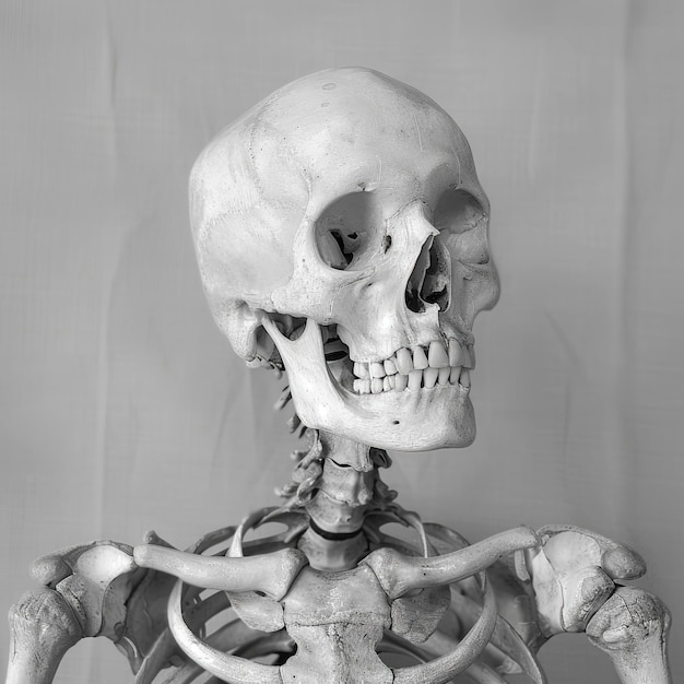 Slightly ForwardFacing Skeleton in een 34 hoek Een angstaanjagend perspectief gegenereerd met Generative AI-technologie