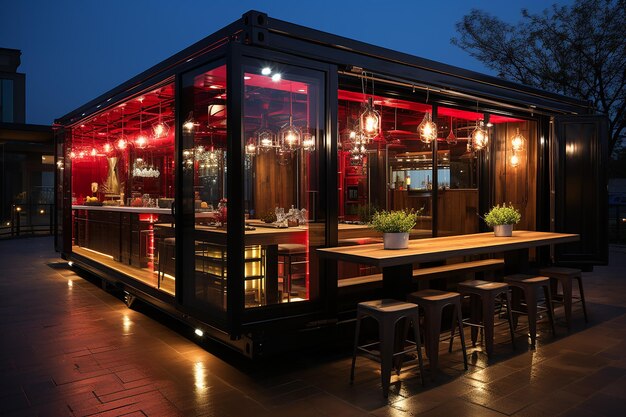 Slim Aziatisch restaurant omgebouwd uit een vrachtcontainer