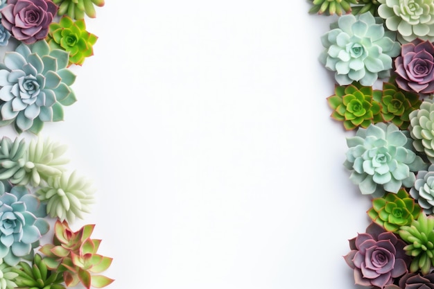 Slim en stijlvol door AI gegenereerd minimalistisch modern behang met succulente planten op een witte su