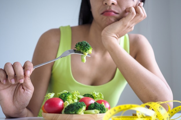 Slim women are bored of eating salad every day