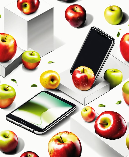 Foto slimme apple iphone gehard glas testmodellen 3d rendering wallpaper achtergrond hd