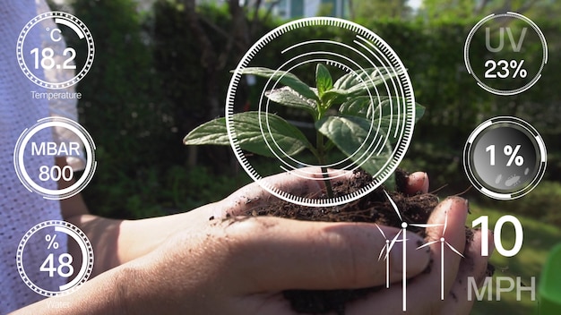 Slimme digitale landbouwtechnologie door futuristische verzameling van sensorgegevens