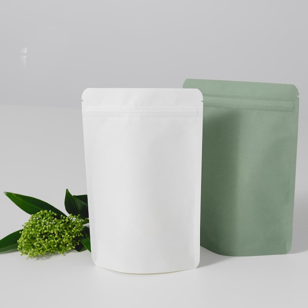 Slimme groene en grijze minimalistische verpakkingsmockup voor Instagram