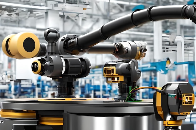 Slimme robot in de maakindustrie voor industrie 40 en technologieconcept Robotic vision sensor camerasysteem