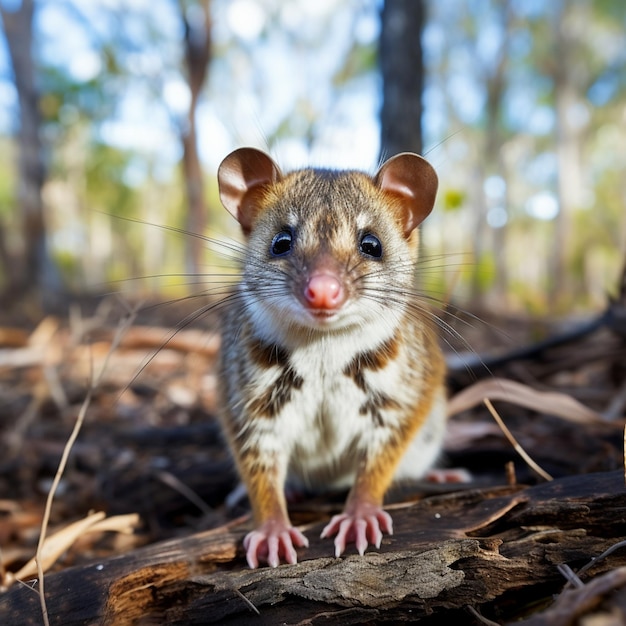 Slimme, slanke, gevlekte quoll met kenmerkende witte vlekken