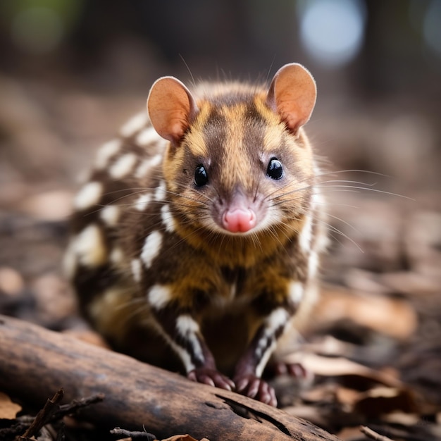 Slimme, slanke, gevlekte quoll met kenmerkende witte vlekken