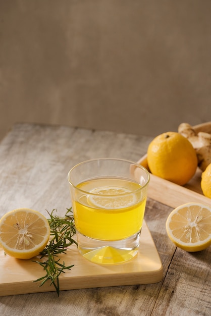 Slimming tea with ginger, lemon and vitamins