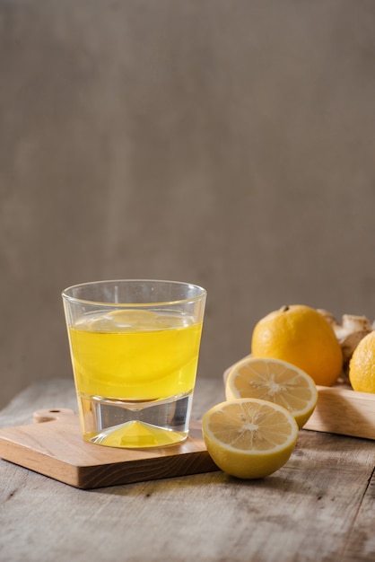 Slimming tea with ginger, lemon and vitamins