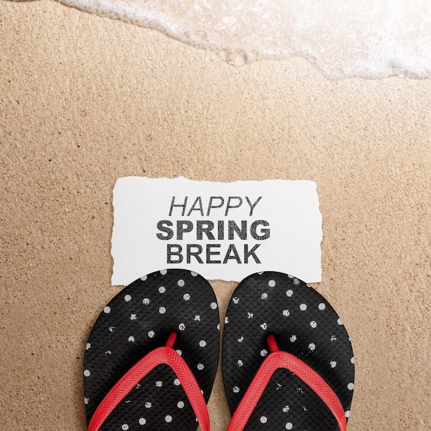 Slipper en papier met Spring Break tekst