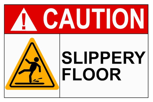 Photo slippery floor caution sign with fall pictogram man