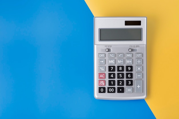 Sliver calculator on blue and yellow background