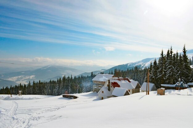 Photo slope on the skiing resort