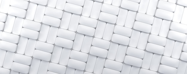 Sloped rows of white bricks set of shapes on white background\
geometric pattern 3d background