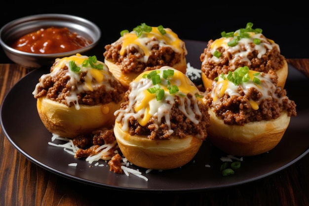 Sloppy joe cups with ground beef onion and cheese