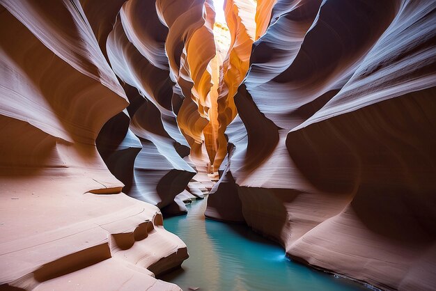 Photo a slot canyon outside of page arizona beautiful colours and sandstone caused by eons of wind and water erosion page arizona united states of america