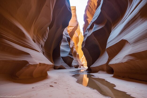 A slot canyon outside of page arizona beautiful colours and sandstone caused by eons of wind and water erosion page arizona united states of america