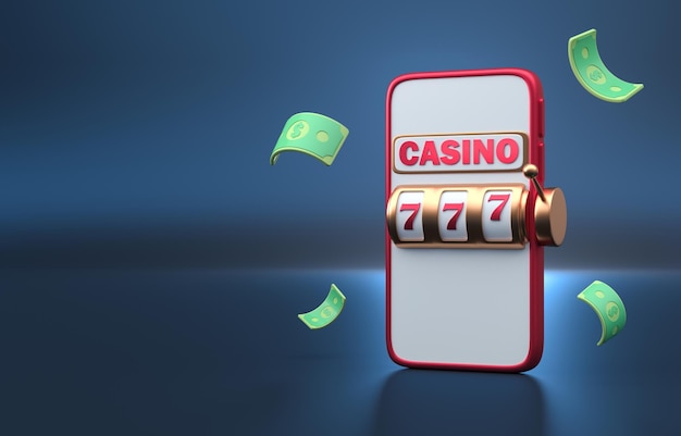 slot machine in casino app 3d illustration