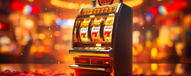 Slot machine on a golden background Gambling Generative AI