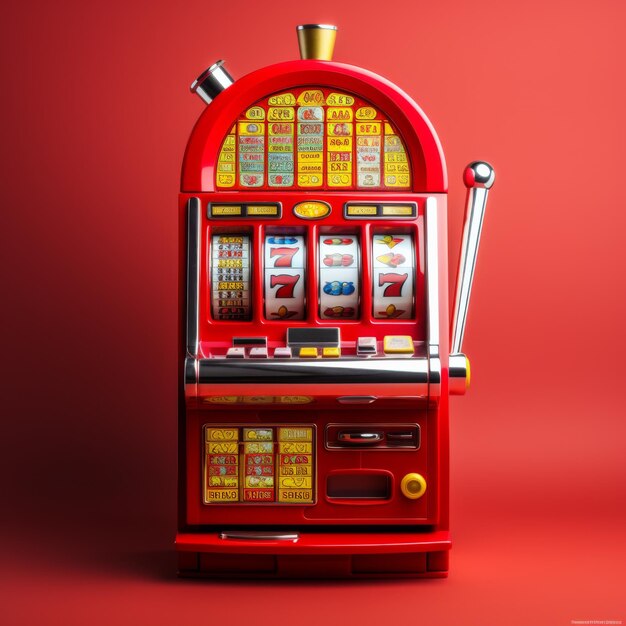 Slot machine on a red background Gambling Generative AI