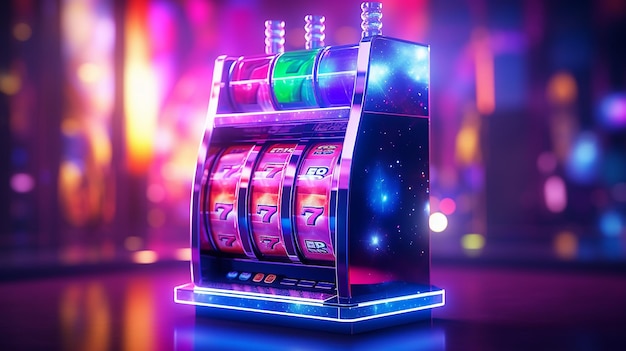 Slot machine on shiny background