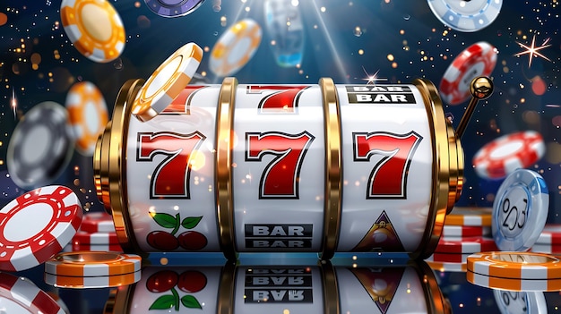 A golden slot machine with the number 7 on it | Premium AI-generated image