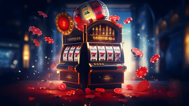 Slot machine wins the jackpot 777 Big win concept Casino jackpot