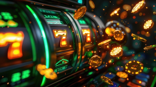 A slot machine with a green and gold color scheme | Premium AI-generated  image
