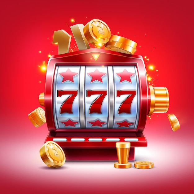 Slot machine with lucky sevens jackpot Lucky seven 777 slot machine for casino games Colorful