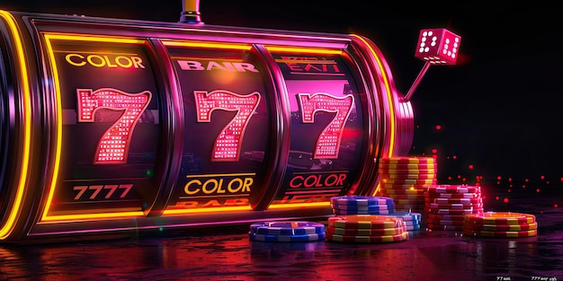 Photo a slot machine with the number 7 on it